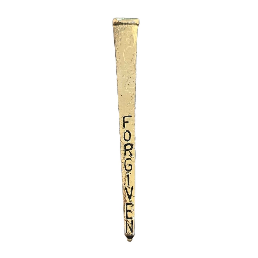 Forgiven Spike Nail Cross Religious Christian Gold Tone Lapel Vest Hat Pin K25